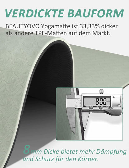 Yoga Mat with Strap, 1/3 Inch Extra Thick Yoga Mat Double-Sided Non Slip, Professional TPE Yoga Mats for Women Men, Workout Mat for Yoga, Pilates and Floor Exercises